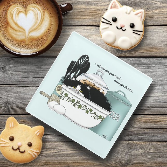 Dessous-de-verre En Verre Chef pâtissier Chat Bleu (Créateur téléchargé)