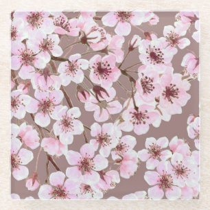 Dessous-de-verre En Verre Cherry Blossom Branches Motif aquarelle