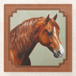 Dessous-de-verre En Verre Chestnut Morgan Horse Rousty Rouge