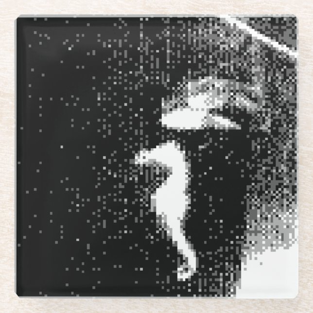 Dessous-de-verre En Verre cheval de mer pixélisé (Devant)