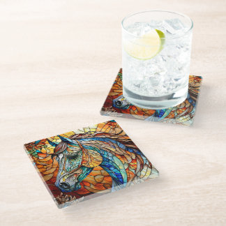 Dessous-de-verre En Verre Cheval en verre coloré vibrant 25