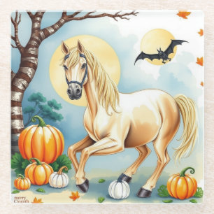 Dessous-de-verre En Verre Cheval Halloween avec citrouille