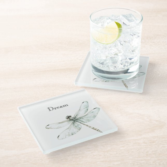 Dessous-de-verre En Verre Chic Blue Dragonflies Dream (Incliné)