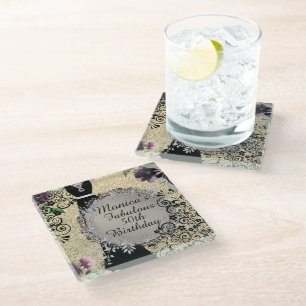 Dessous-de-verre En Verre Chic Elegant Fabulous 50e anniversaire