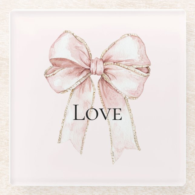 Dessous-de-verre En Verre Chic Joli Bow Rose (Devant)