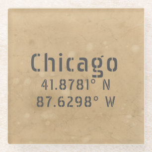 Dessous-de-verre En Verre Chicago Latitude Longitude II