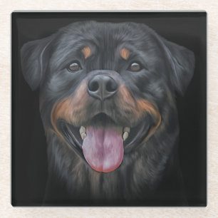 Dessous-de-verre En Verre Chien de Rottweeter