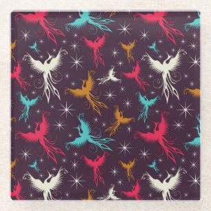Dessous-de-verre En Verre Chiffre motif d'oiseaux de Phoenix