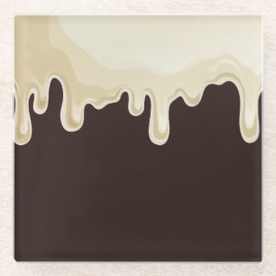 Dessous-de-verre En Verre Chocolat blanc sur Chocolat foncé Brown