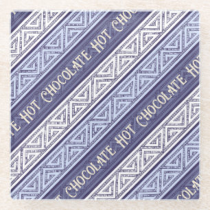 Dessous-de-verre En Verre Chocolat Chaud Blanc Lilas et Rayures Celtiques Vi