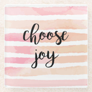 Dessous-de-verre En Verre Choisissez Joy Citation Inspirationnelle Aquarelle