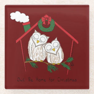 Dessous-de-verre En Verre Chouette de Noël Be Accueil mignonne