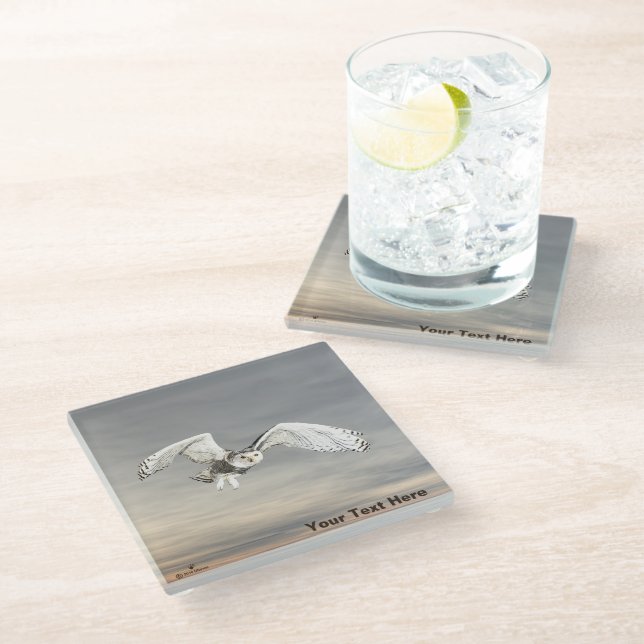 Dessous-de-verre En Verre Chouette des neiges (Incliné)