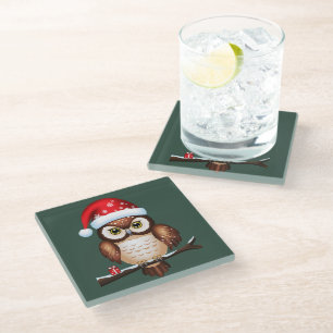 Dessous-de-verre En Verre Chouette Noël