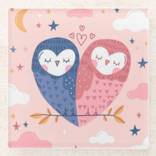 Dessous-de-verre En Verre Chouettes mignonnes