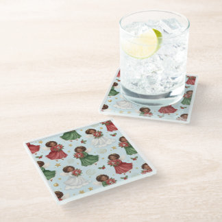 Dessous-de-verre En Verre Christmas Poinsettia Angels