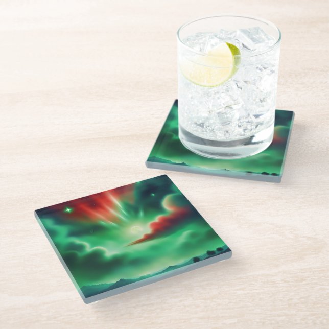 Dessous-de-verre En Verre ciel vert (Incliné)