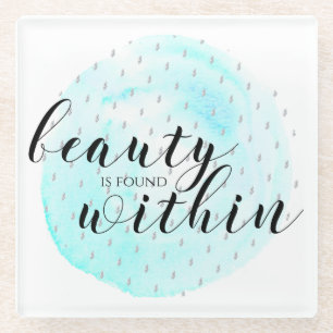 Dessous-de-verre En Verre Citation de beauté de l'aquarelle