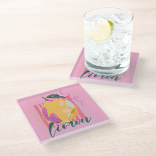 Dessous-de-verre En Verre Citron Rose Limon Italien