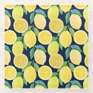 Dessous-de-verre En Verre Citrons aquarelle : Illustration Motif fraîche