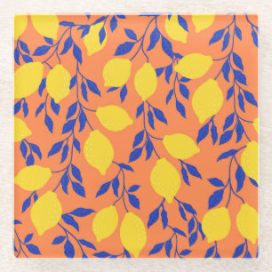 Dessous-de-verre En Verre Citrons stylisés Vintage Motif tropical