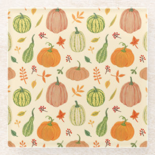 Dessous-de-verre En Verre Citrouille vert et orange, motif sans soudure.