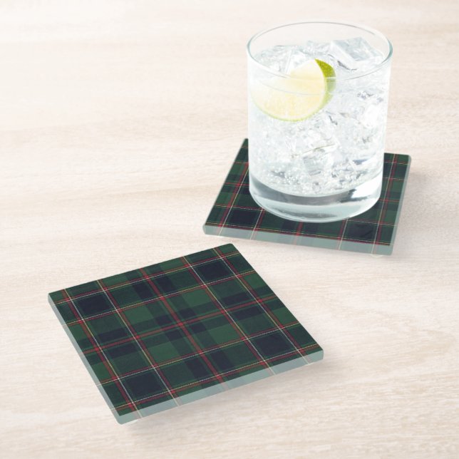 Dessous-de-verre En Verre Classic Dark Blue Red Green Plaid Pattern (Incliné)