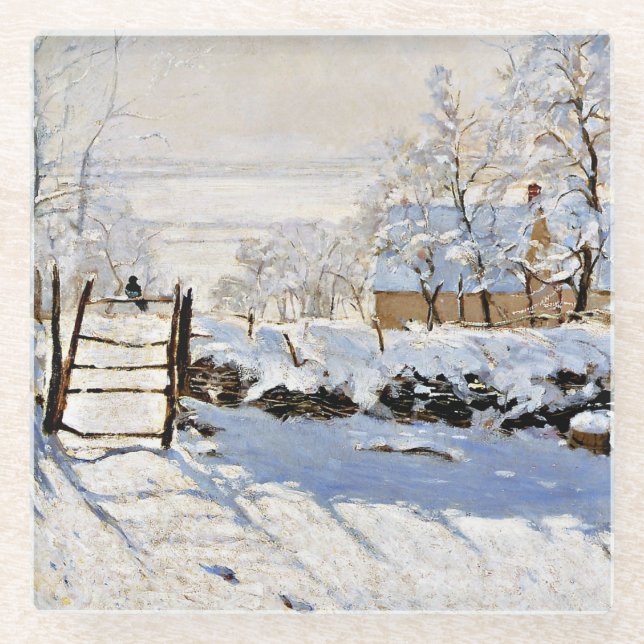 Dessous-de-verre En Verre Claude Monet peinture, La Magpie, (Devant)