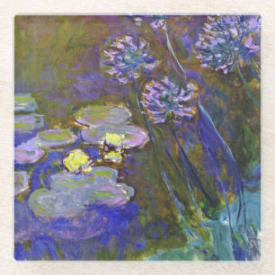 Dessous-de-verre En Verre Claude Monet Water Lilies Agapanthus