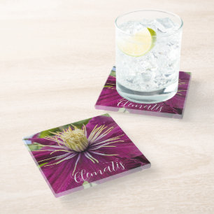 Dessous-de-verre En Verre Clématite Violette Fleur Florale