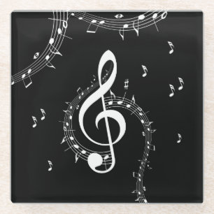 Dessous-de-verre En Verre Climacic G Clef Music Black