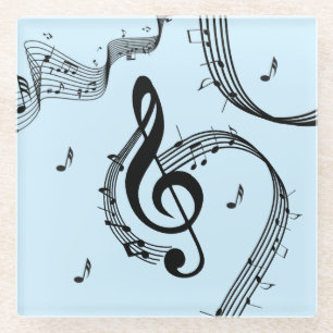 Dessous-de-verre En Verre Climacic G Clef Music Blue