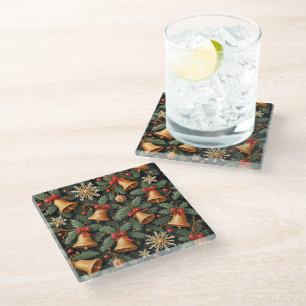 Dessous-de-verre En Verre Cloches de fêtes, motif décoratif.