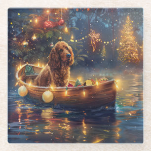 Dessous-de-verre En Verre Cocker Spaniel Noël Festive Voyage