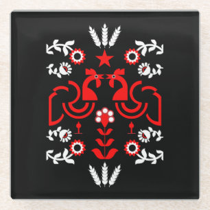 Dessous-de-verre En Verre Cockerel Scandinavian Folk Art