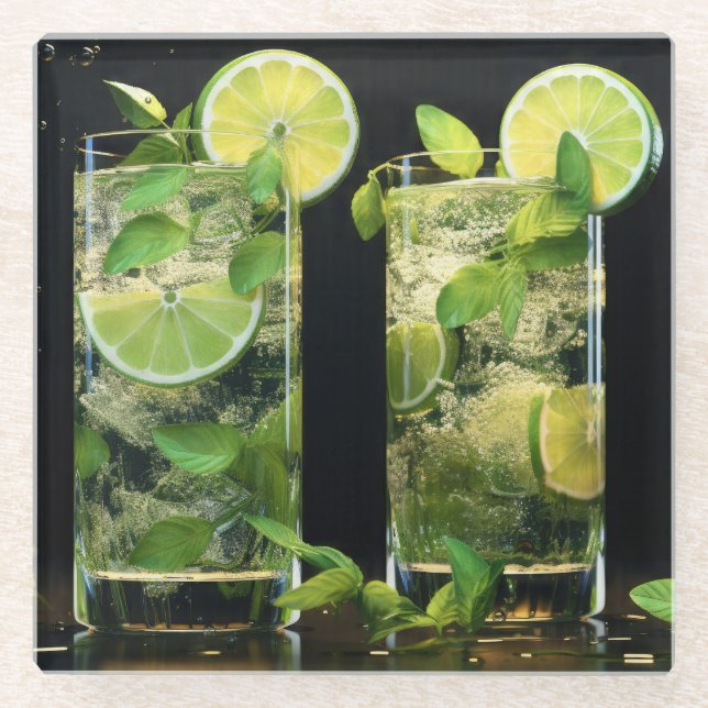 Dessous-de-verre En Verre Cocktails Mojito (Devant)