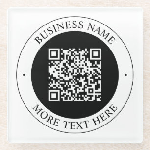 Dessous-de-verre En Verre Code QR avec nom d'entreprise Texte circulaire mod