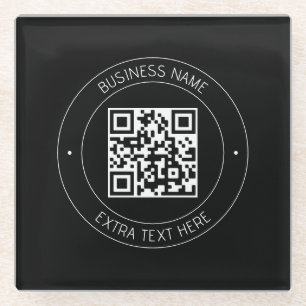 Dessous-de-verre En Verre Code QR et texte modifiable Noir et blanc