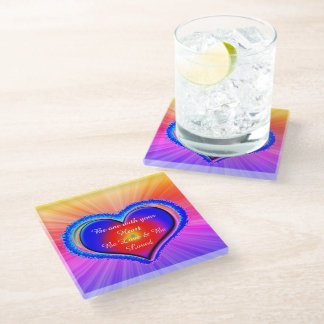 Dessous-de-verre En Verre Coeur arc-en-ciel