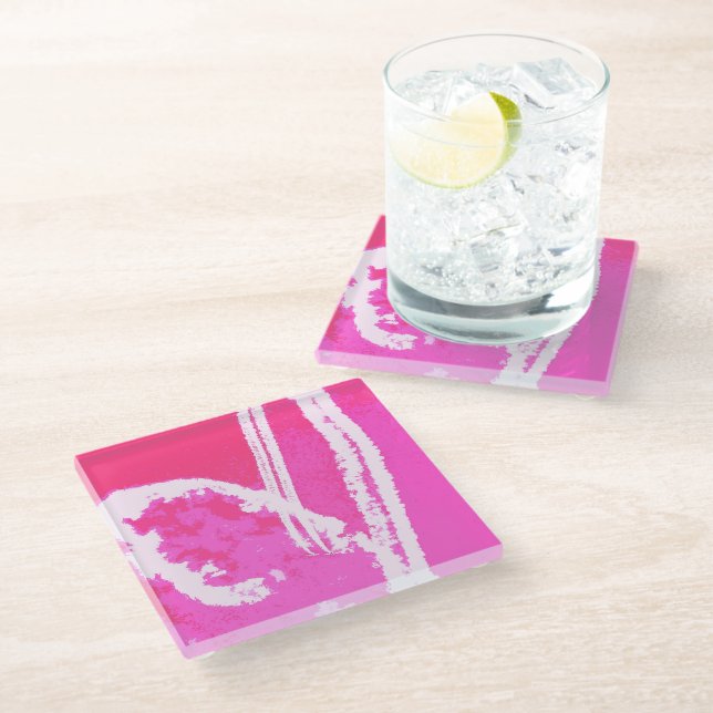Dessous-de-verre En Verre Coeur de l'avion rose (Incliné)