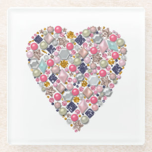 Dessous-de-verre En Verre Coeur des perles