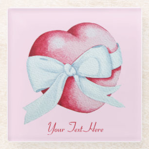 Dessous-de-verre En Verre coeur rouge avec la conception originale d'art