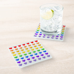 Dessous-de-verre En Verre Coeurs arc-en-ciel