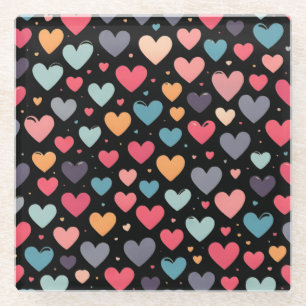 Dessous-de-verre En Verre Cœurs colorés Saint-Valentin