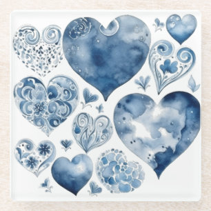 Dessous-de-verre En Verre Coeurs en Delft Blue