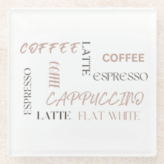 Dessous-de-verre En Verre Coffee Typography Modern Café Style Coffee Lover 