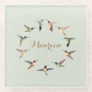 Dessous-de-verre En Verre Colibri vert personnalisé