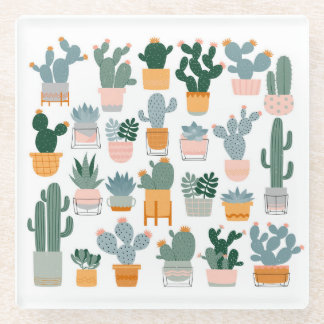 Dessous-de-verre En Verre Collection Cactus dans Pots Design