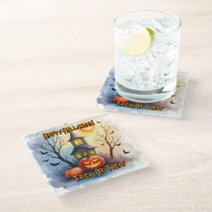 Dessous-de-verre En Verre Collection Halloween Moderne Mignonne Épouvantable