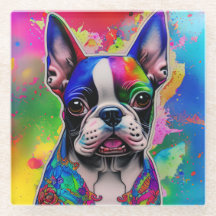 Coloré Boston Terrier Peinture Splashes
